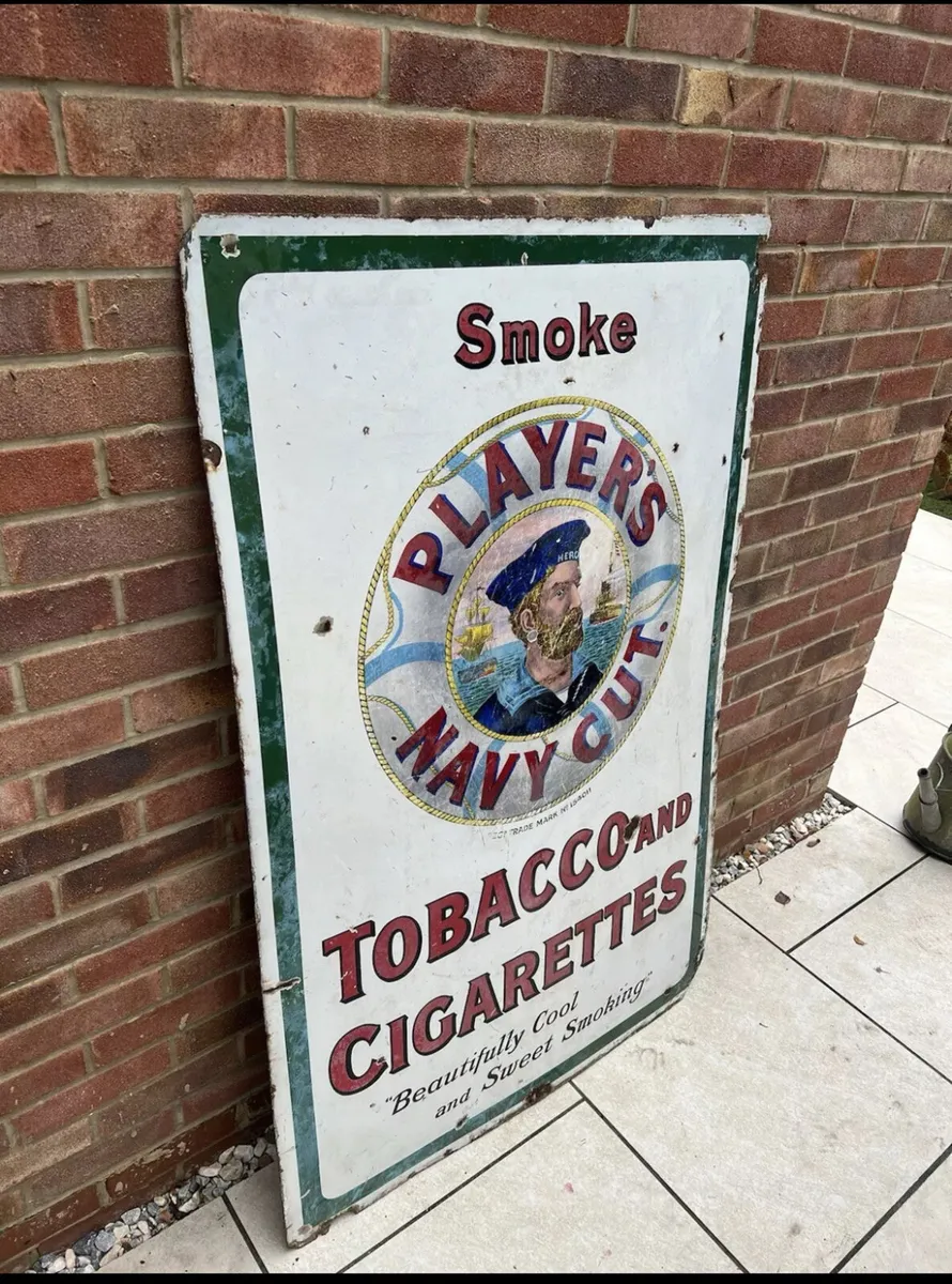 Antique Original Players Navy Enamel Signboard - Image 2
