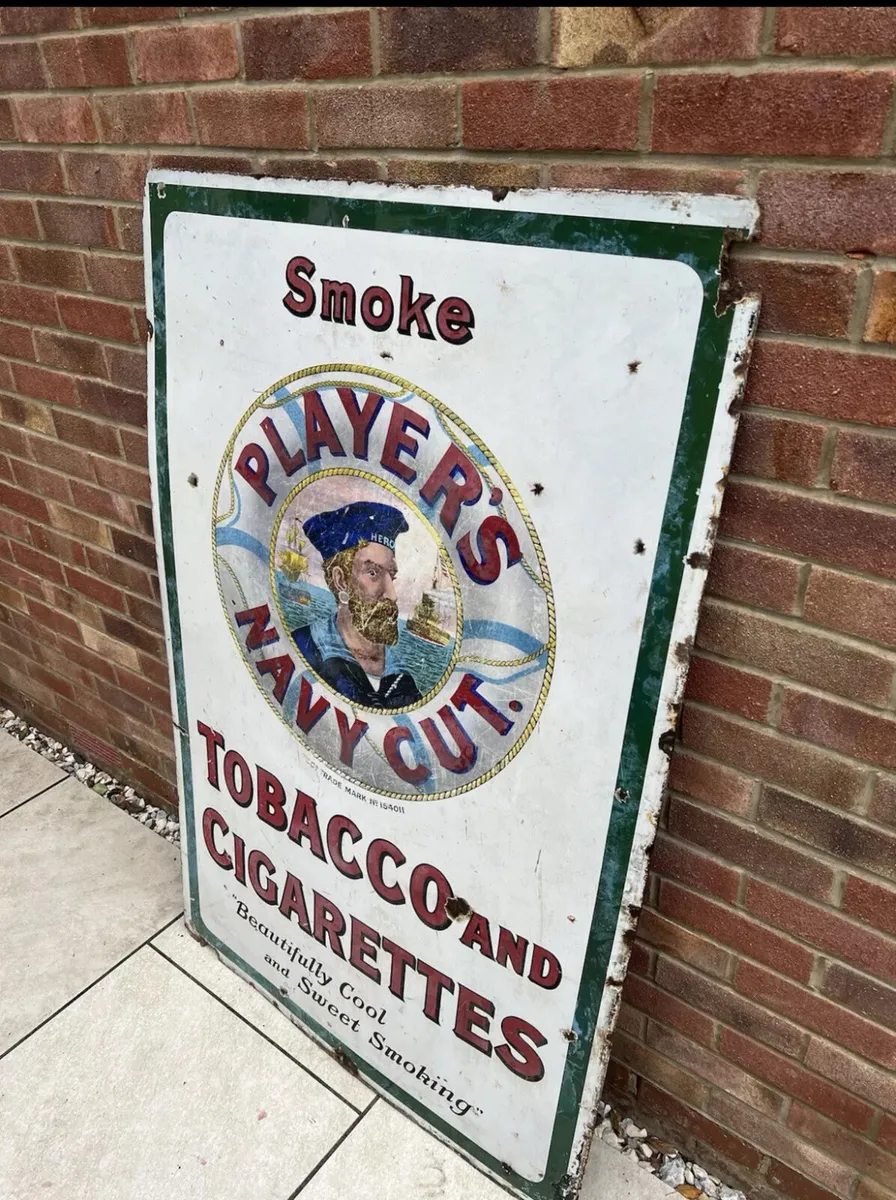 Antique Original Players Navy Enamel Signboard - Image 3