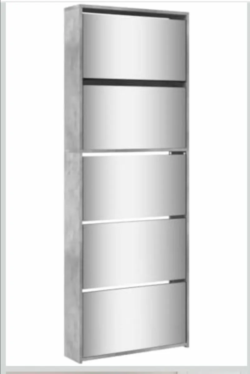 Mirrored Shoe Storage Cabinet - Image 1