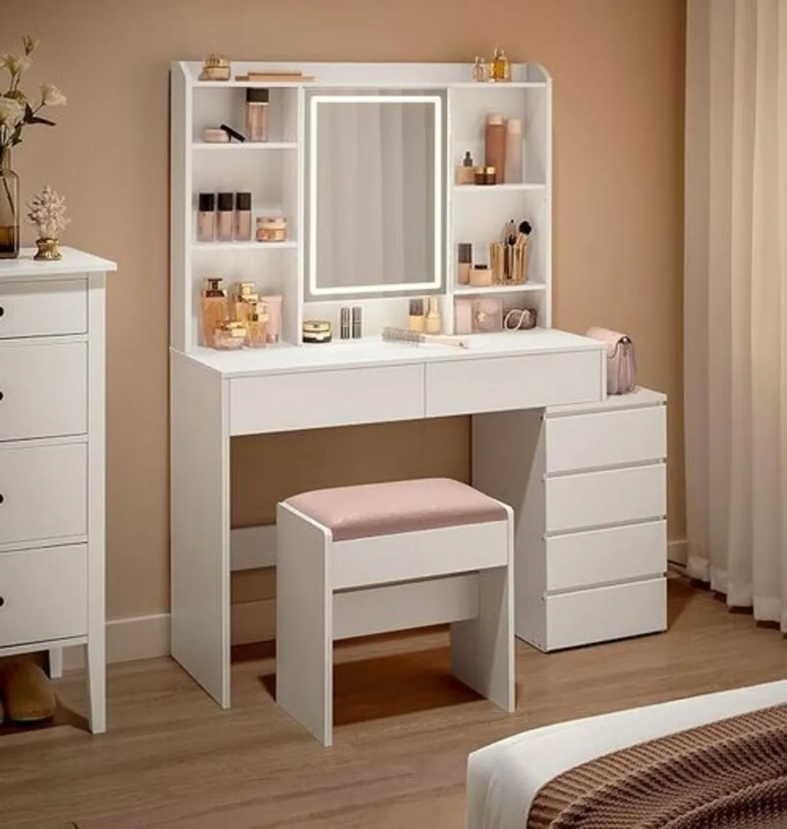 Dressing table LED Mirror light with side drawers - Image 1