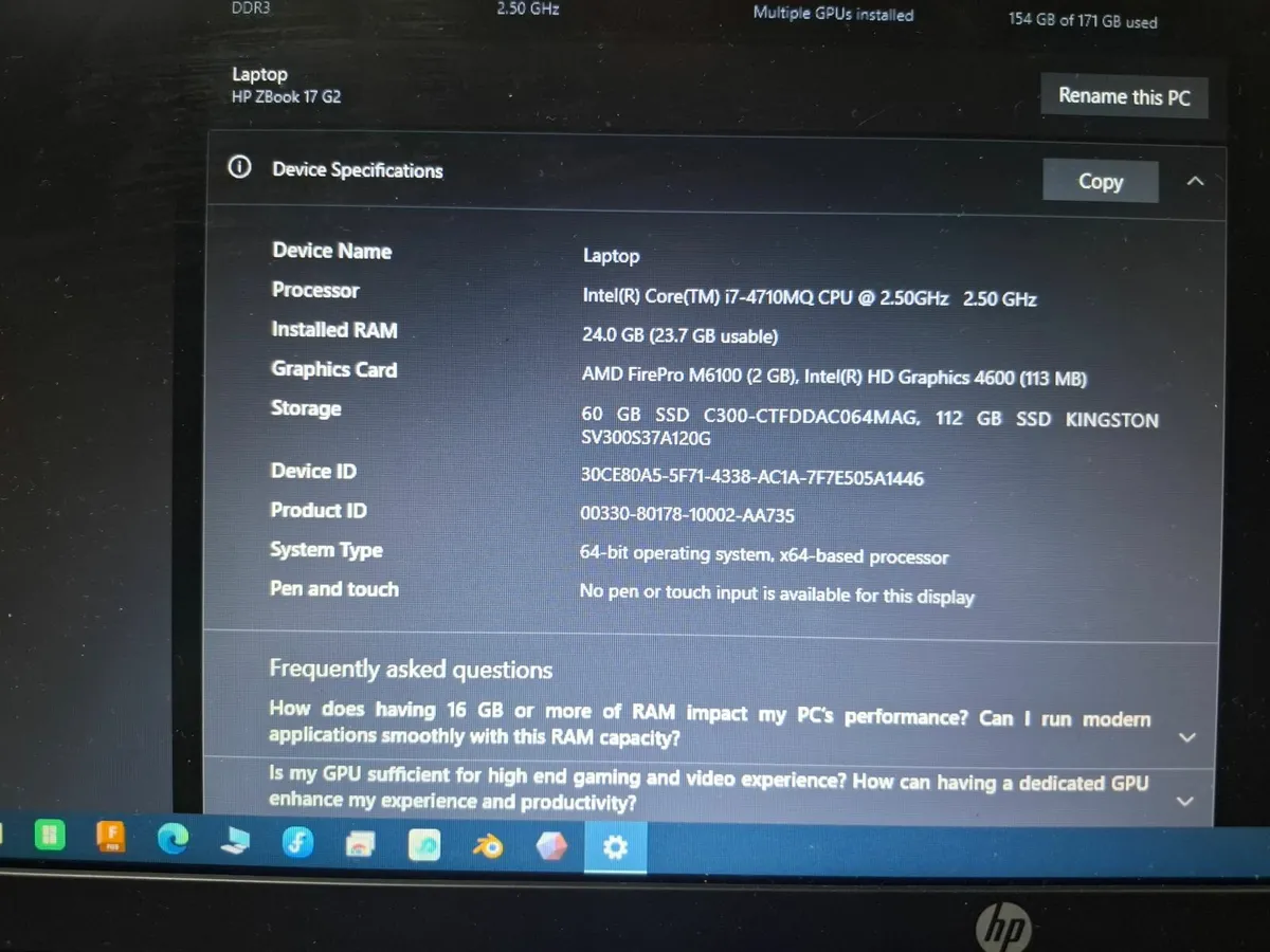 HP zBook G2 17" Monitor - Image 2