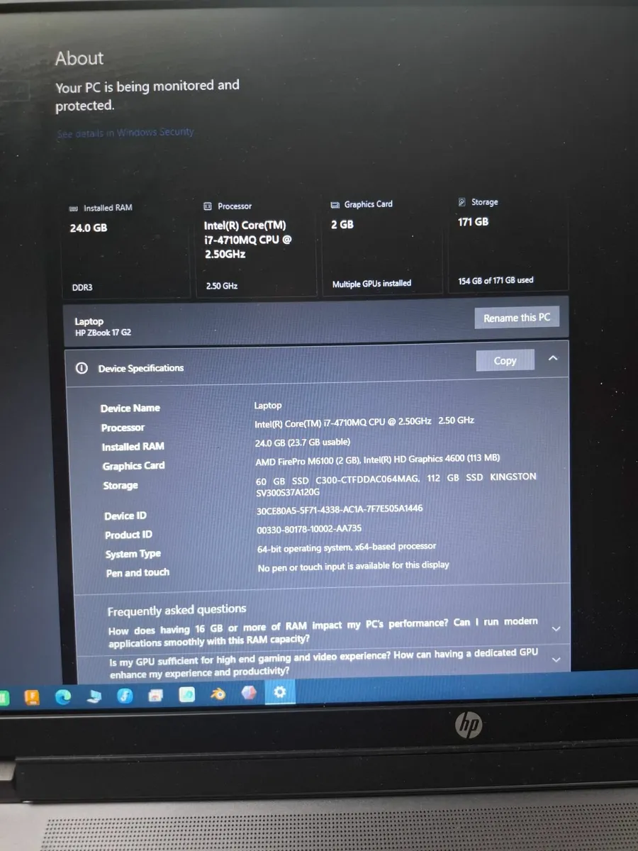 HP zBook G2 17" Monitor - Image 3