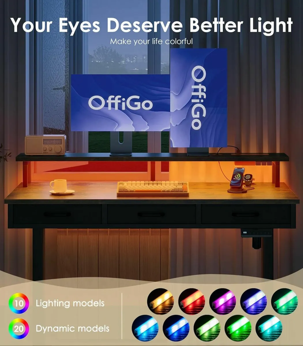 Electric Standing Desk Office Brown 120x54cm - Image 2