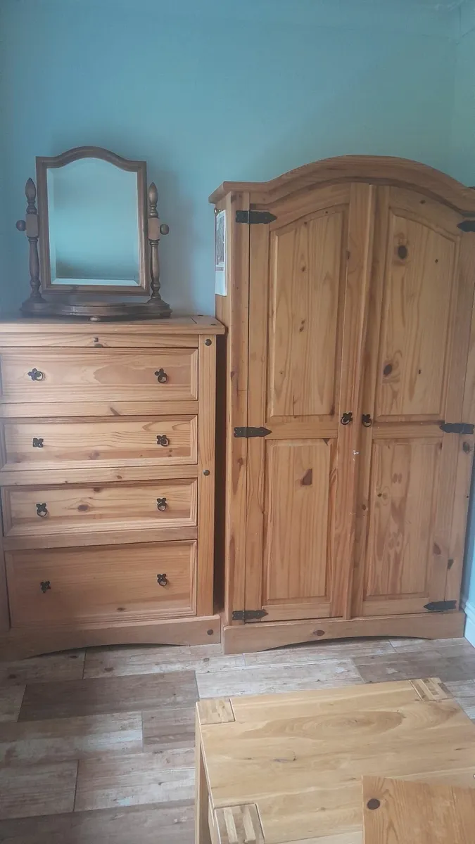 Wardrobe and chest and mirror