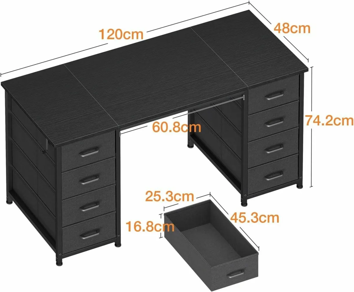 Computer Desk Drawers Office Storage 120x48cm - Image 2