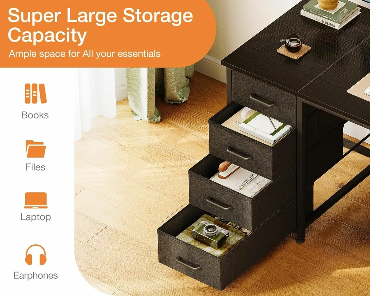 Computer Desk Drawers Office Storage 120x48cm - Image 4