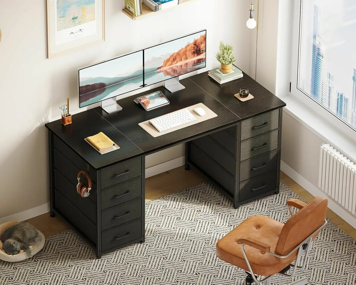 Computer Desk Drawers Office Storage 120x48cm - Image 1