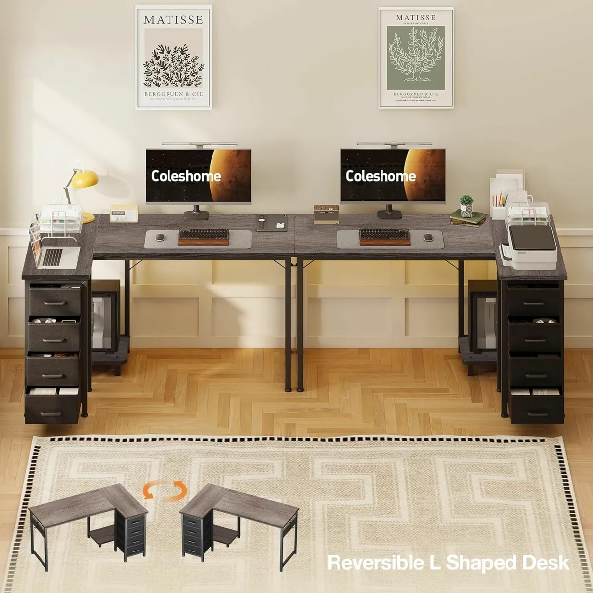 Computer Desk Drawers Office Reversible 120x70 cm - Image 4