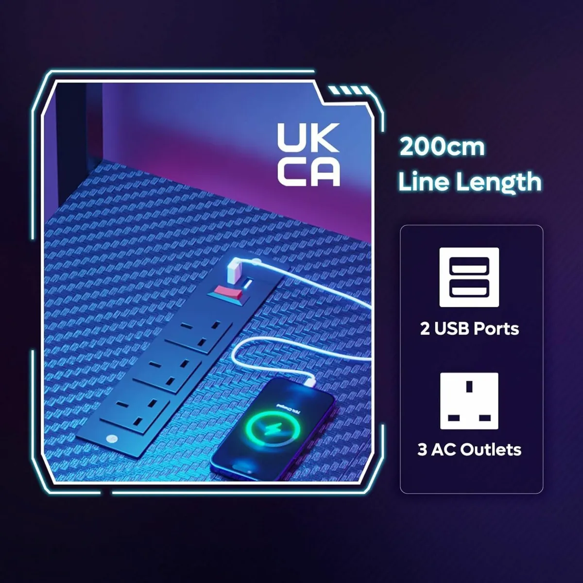 L-Shaped Gaming Desk Power Outlets LED Office106cm - Image 4