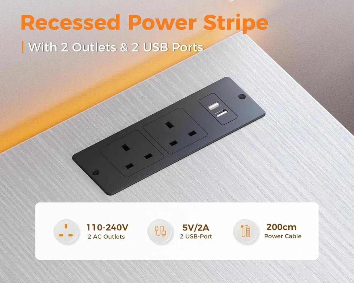 L Shaped Gaming Desk Office LED Lights 120×80cm - Image 4