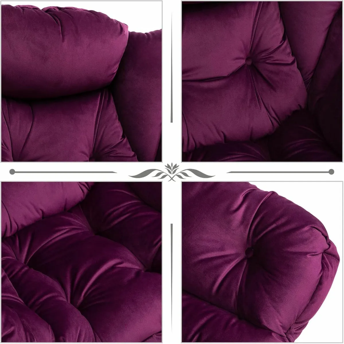 Velvet Armchair Comfy Living Room Sofa Purple - Image 3