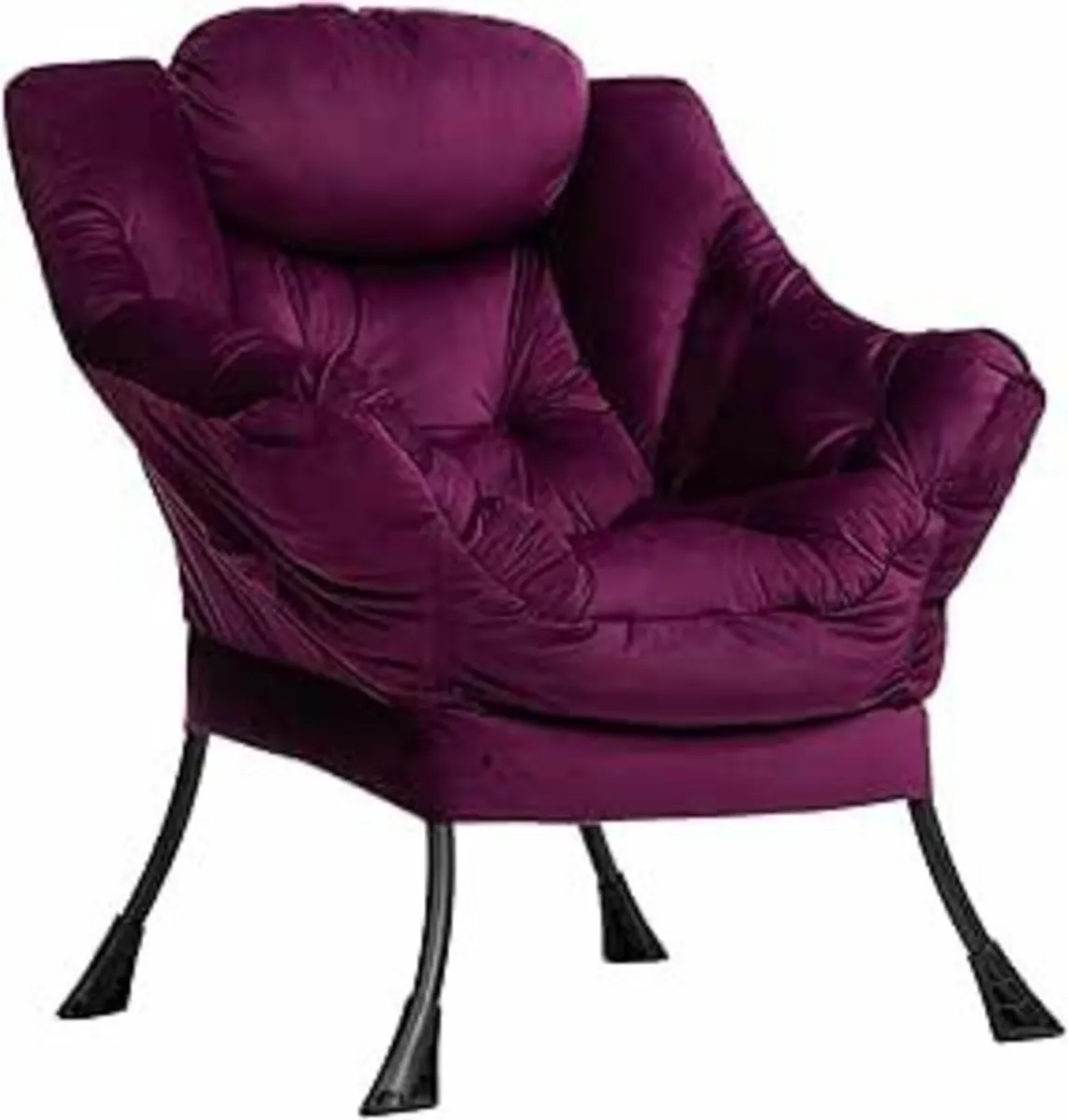 Velvet Armchair Comfy Living Room Sofa Purple - Image 4