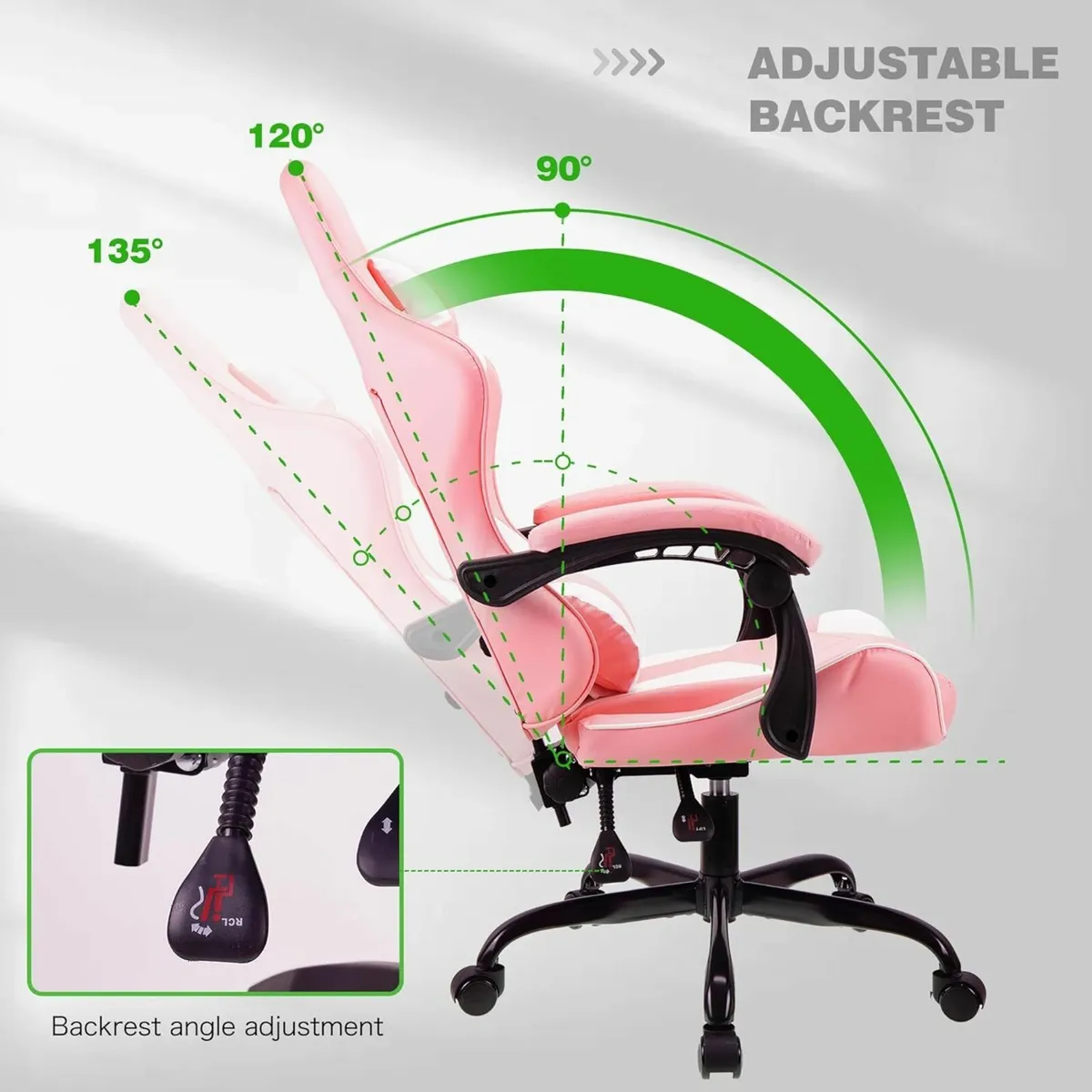 Ergonomic high-back gaming computer office Pink - Image 4