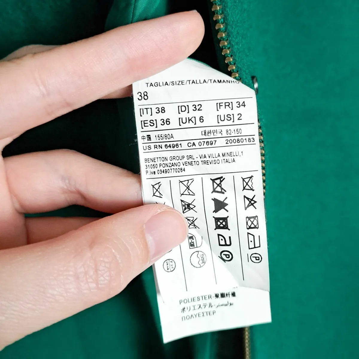 Benetton Green Emerald Wool Coat 6UK - Image 2