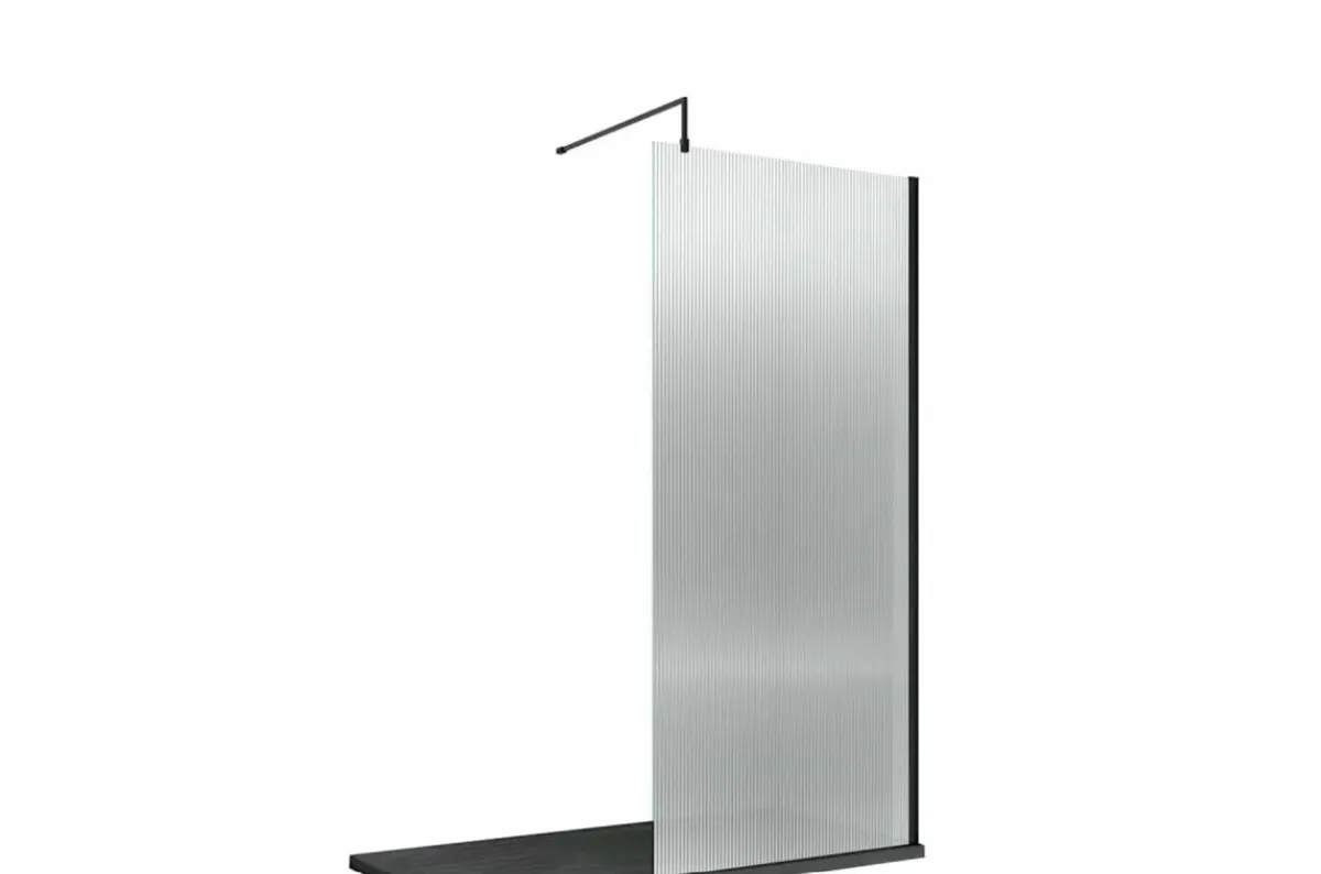 Bathshack BLACK NOVEMBER Fluted Wetroom Screen