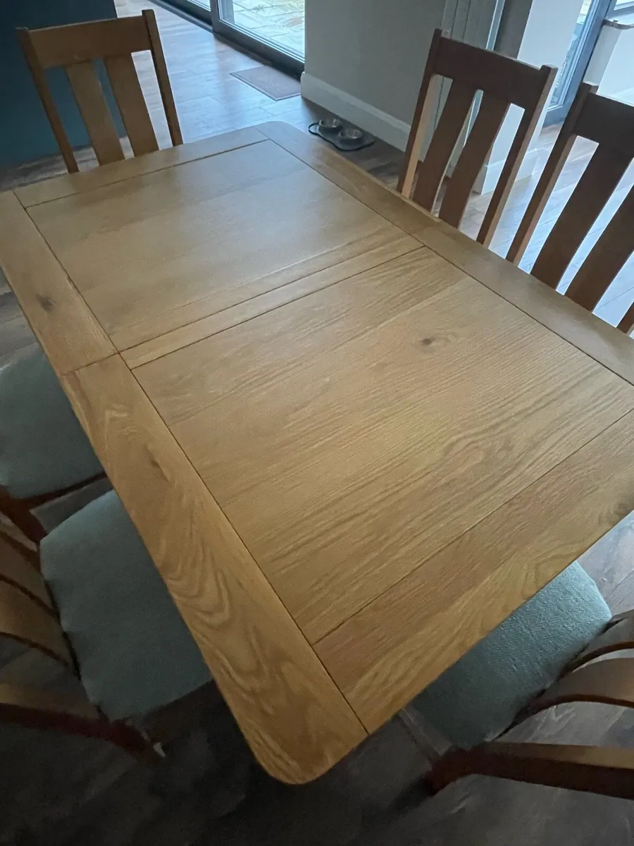 Solid Oak Dining Table and Chairs - Image 1