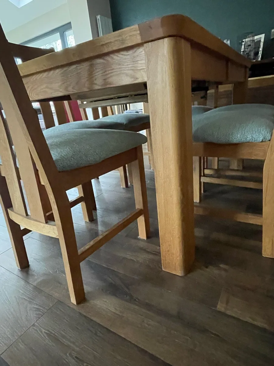 Solid Oak Dining Table and Chairs - Image 2