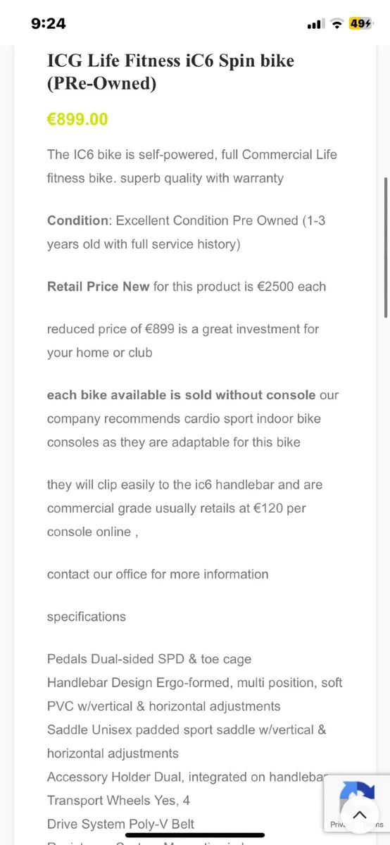 Exercise/spin bike - Image 2