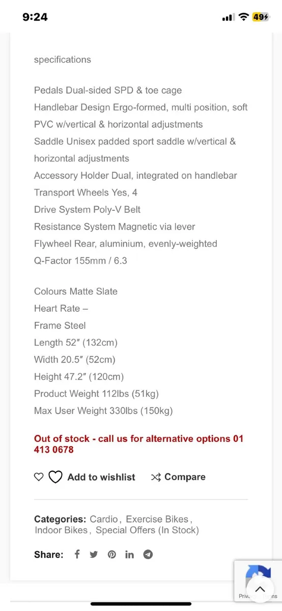 Exercise/spin bike - Image 3
