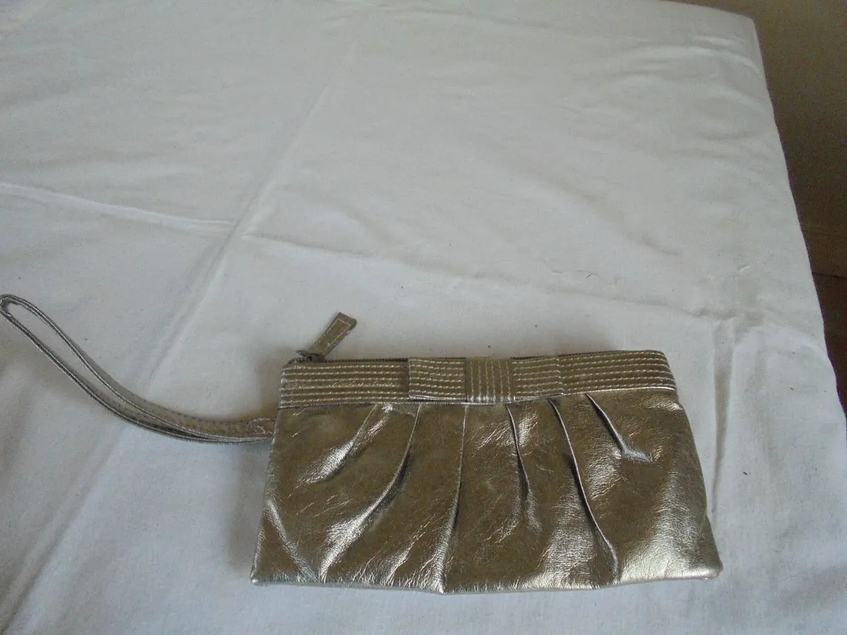 Soft Gold Evening Purse with Strap for Sale - Image 1