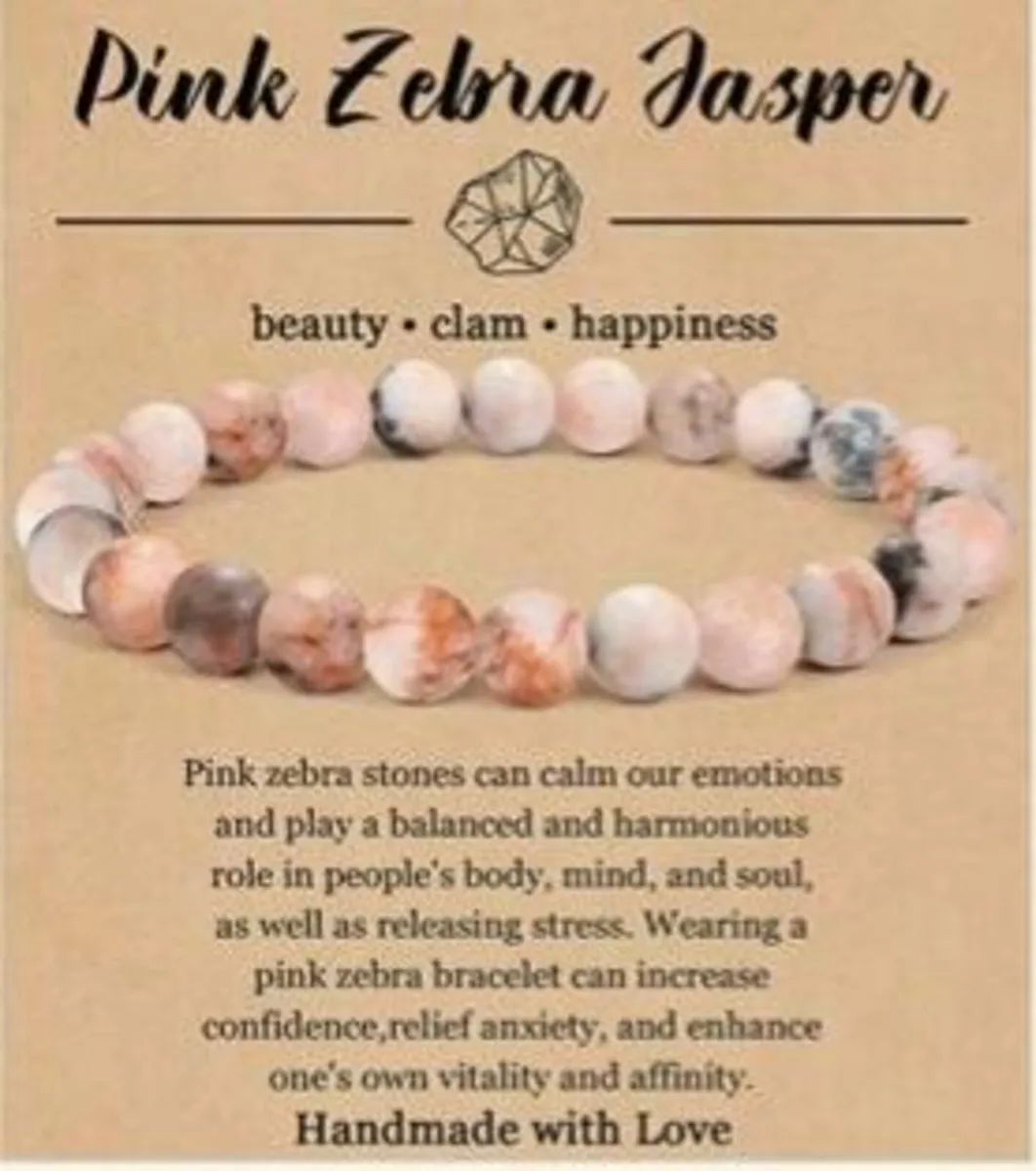 Bracelet - Semi Precious Stones -Pink Zebra Jasper