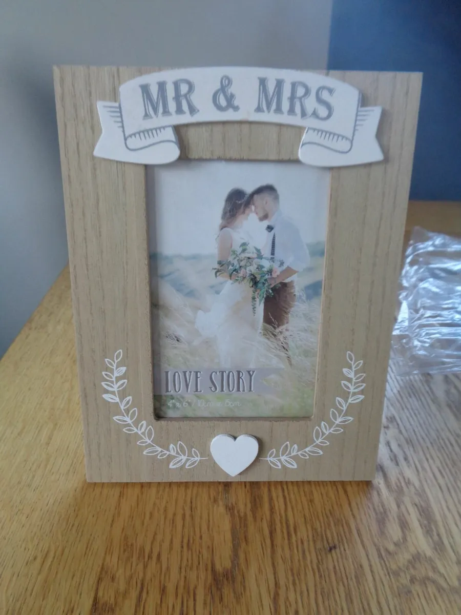Mr and Mrs Wooden Frame for Sale - Image 1