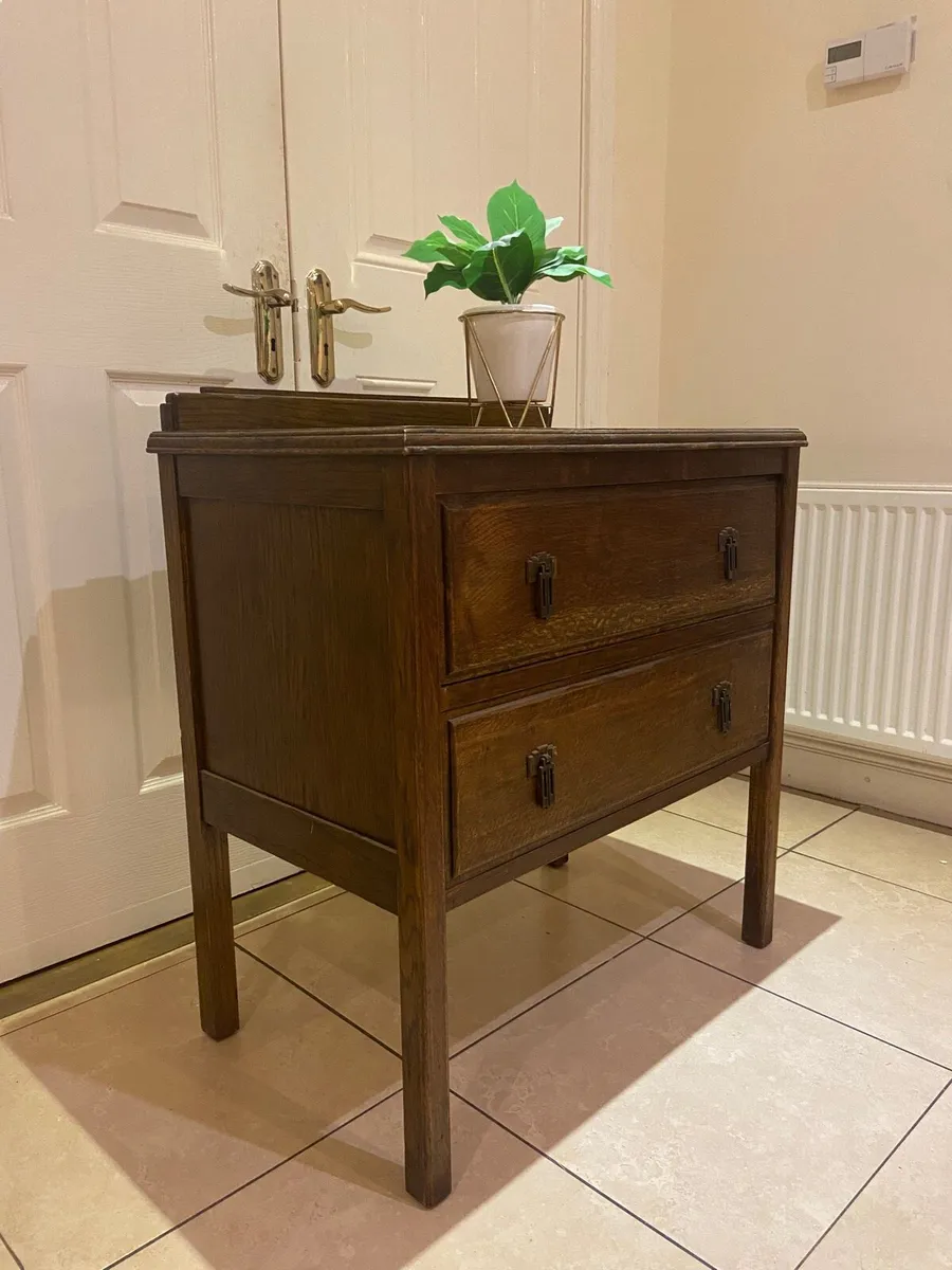 Vintage French low size oak dresser - Image 2