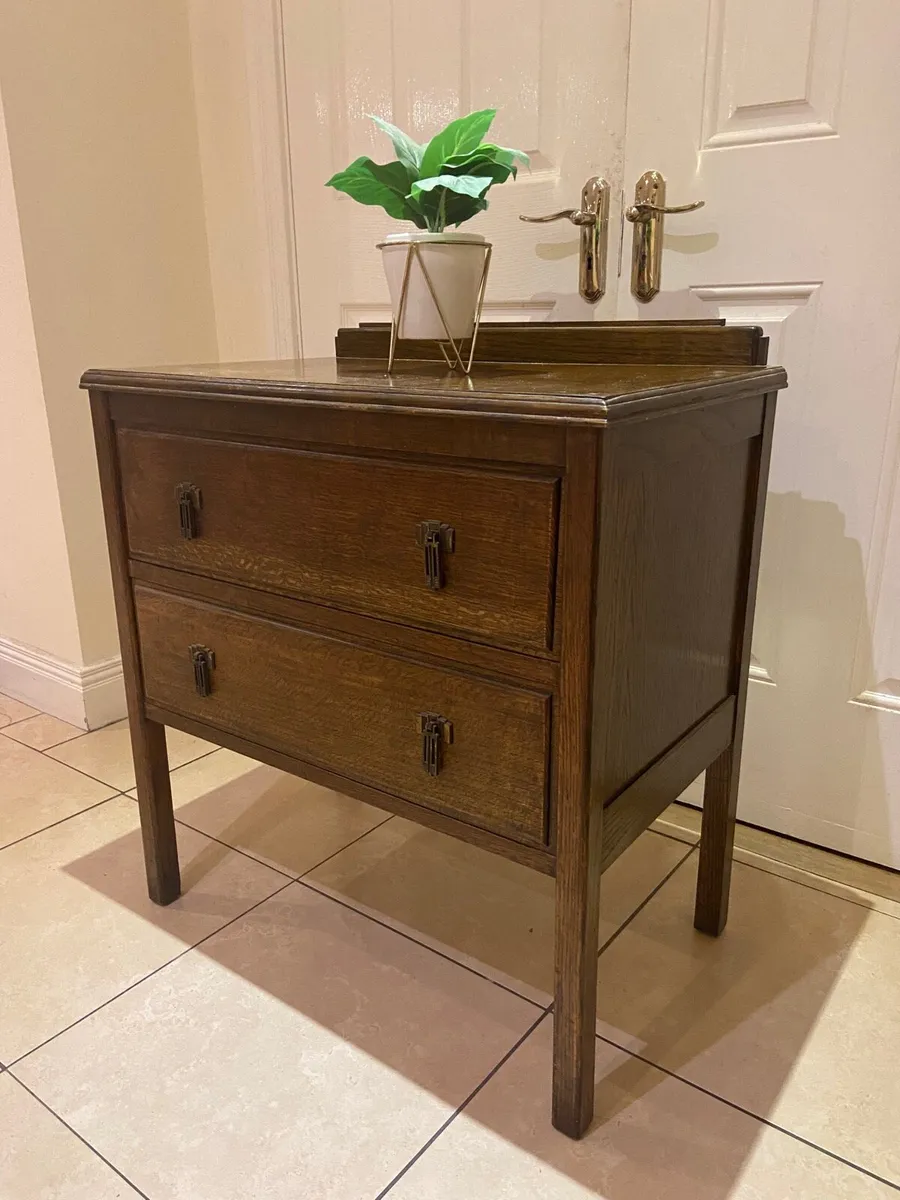 Vintage French low size oak dresser - Image 3