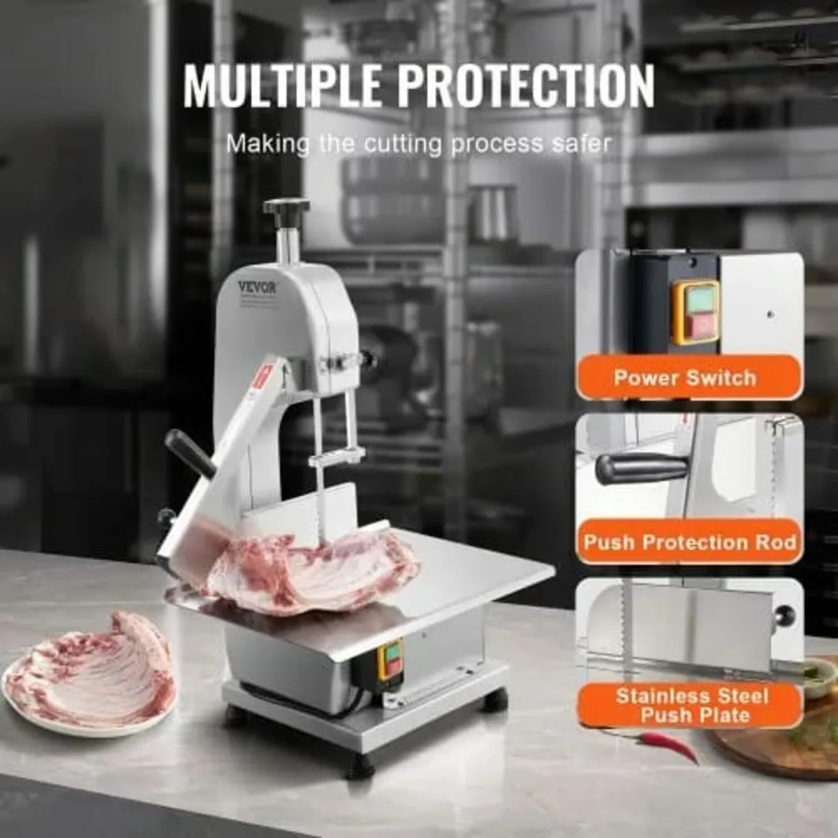 Commercial Electric Meat Bandsaw, 1800W Stainless - Image 3