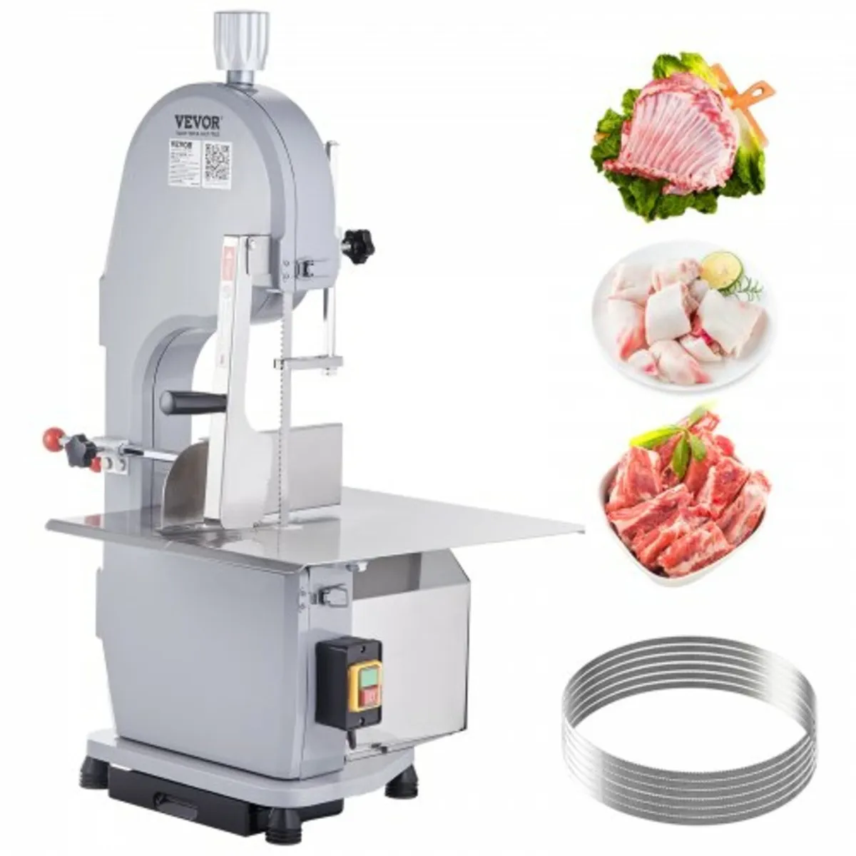 Commercial Electric Meat Bandsaw, 1100W Stainless - Image 1