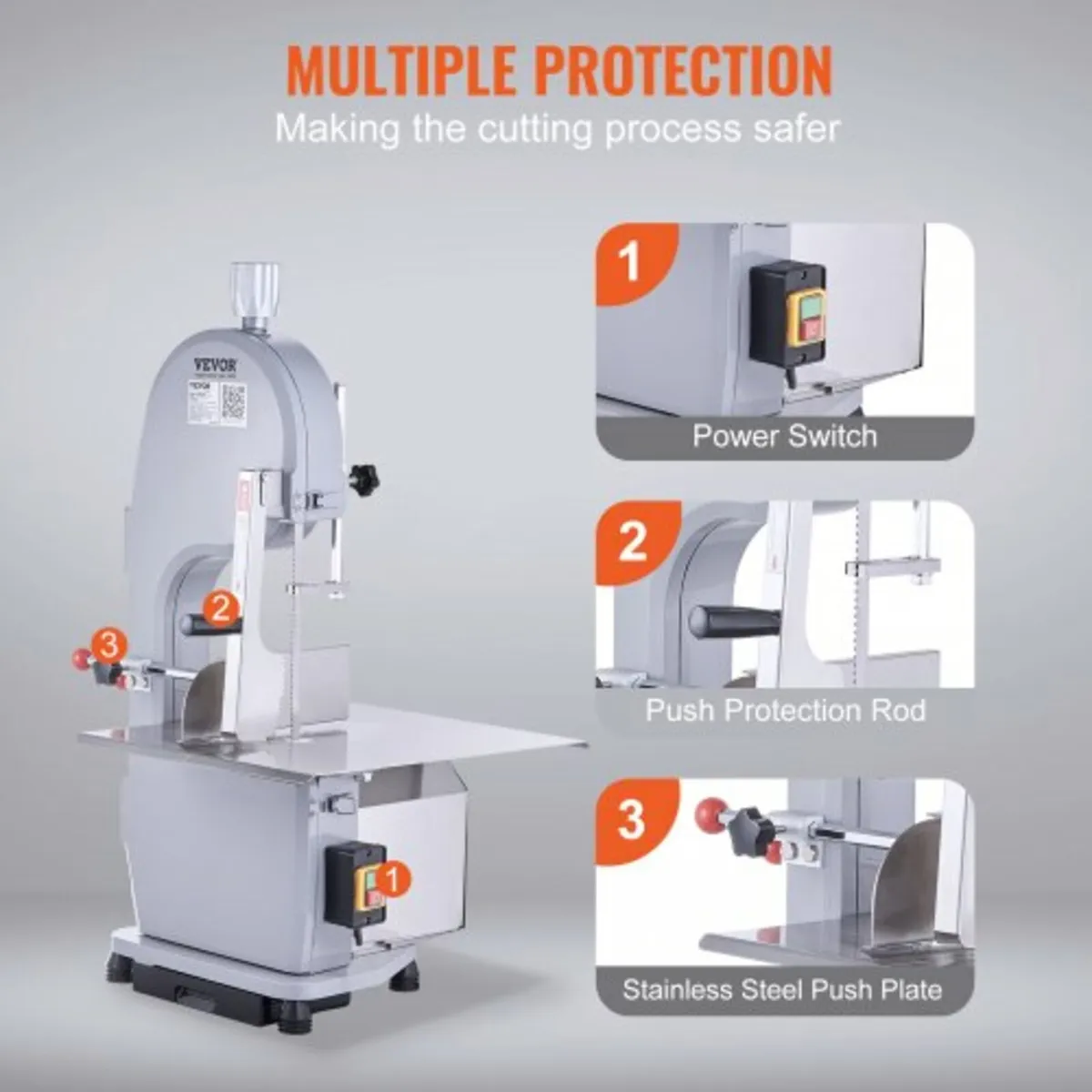 Commercial Electric Meat Bandsaw, 1100W Stainless - Image 4