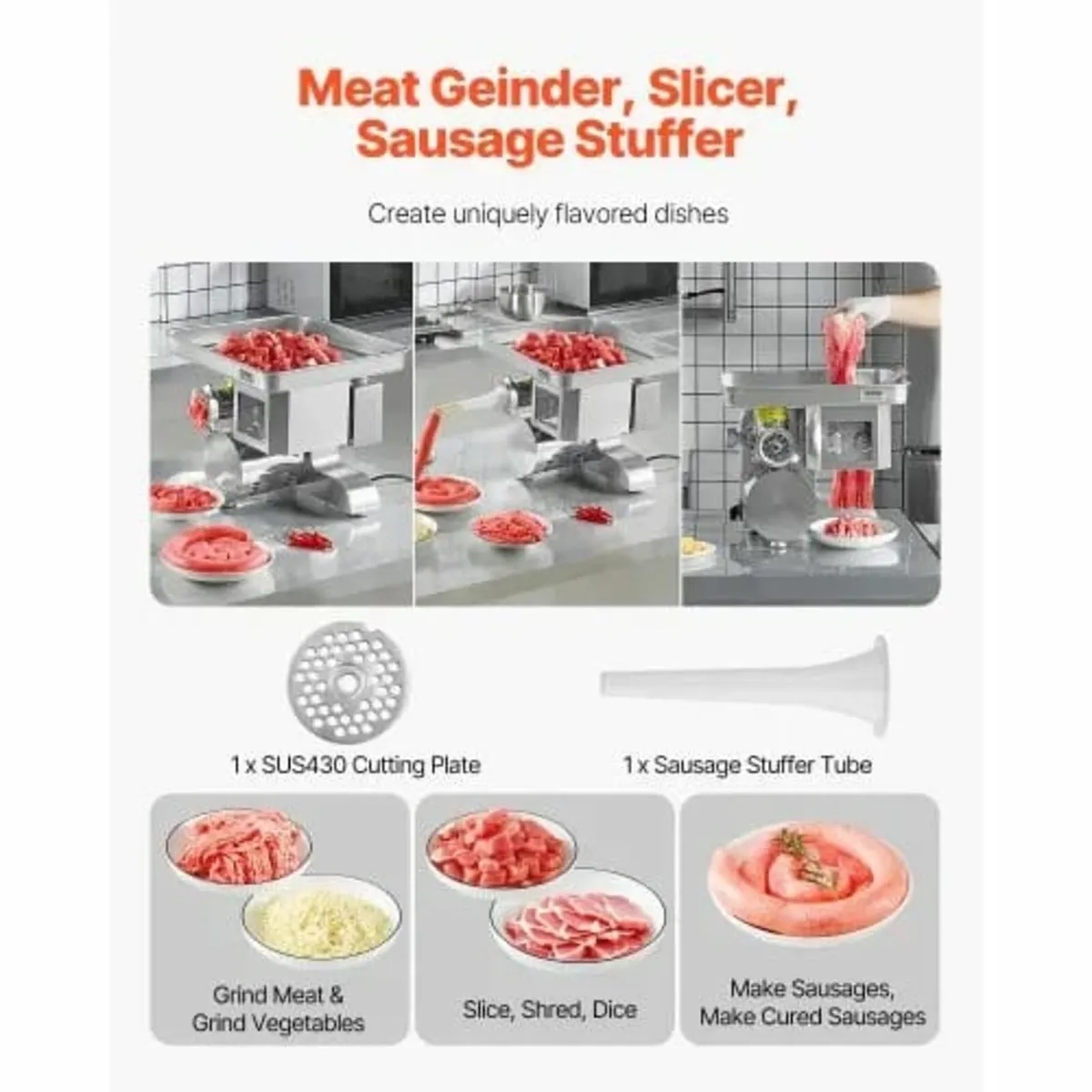Meat Grinder, 11 Lbs/Min Electric Meat Grinder, Sl - Image 4
