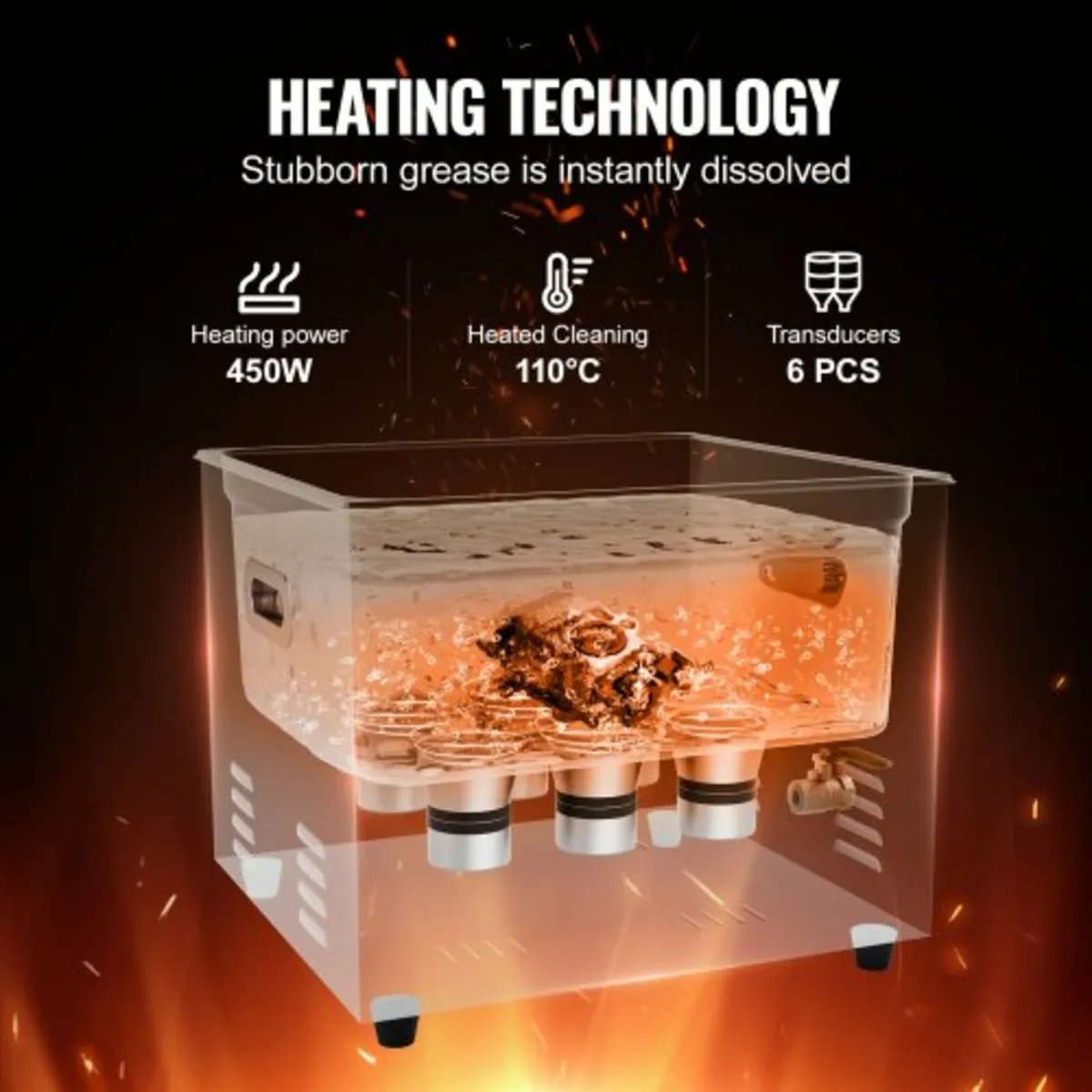 15L Ultrasonic Cleaner with Heater Timer & Basket, - Image 2