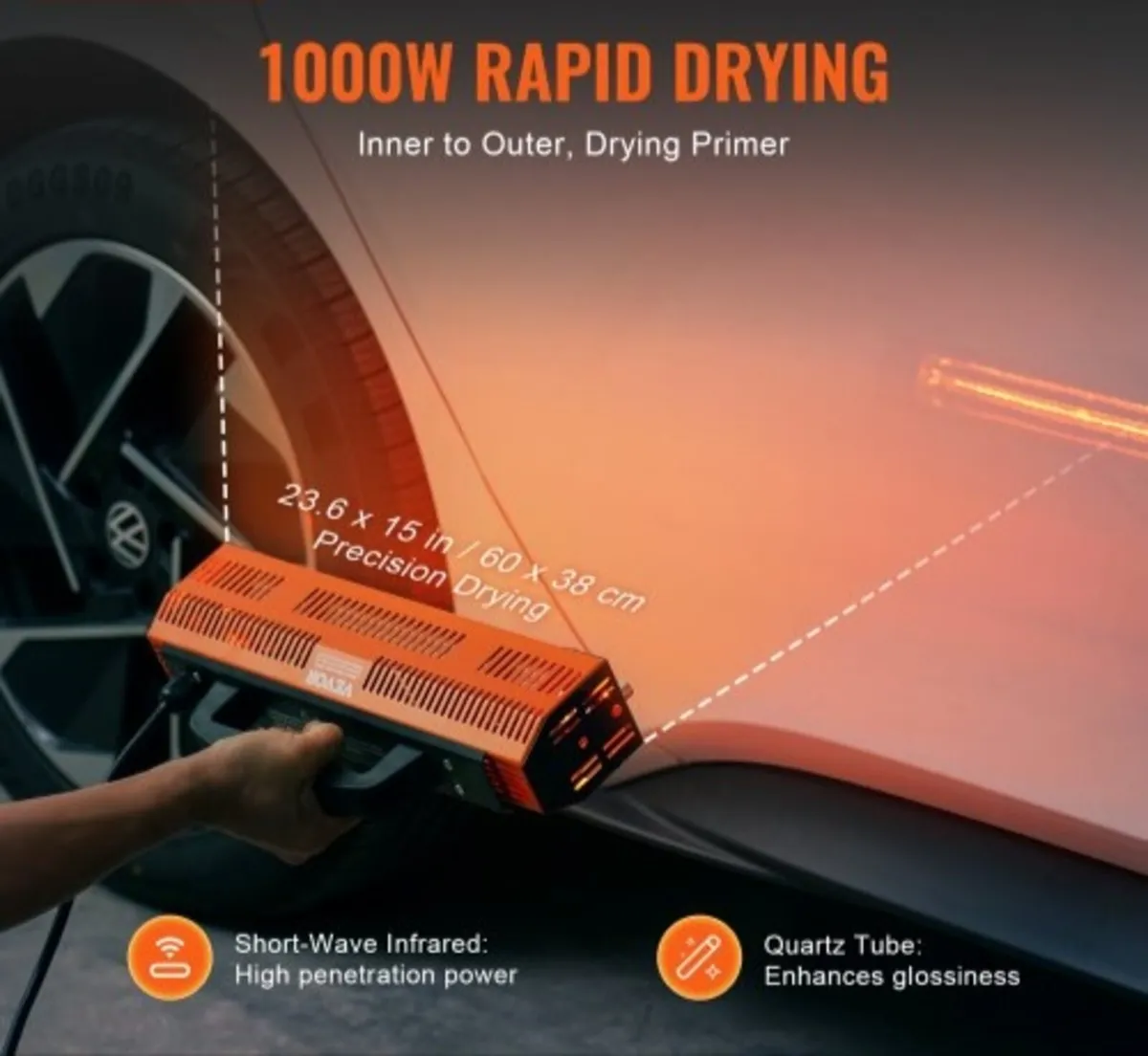 Infrared Curing Lamp, 1000W High Power, Handheld A - Image 2