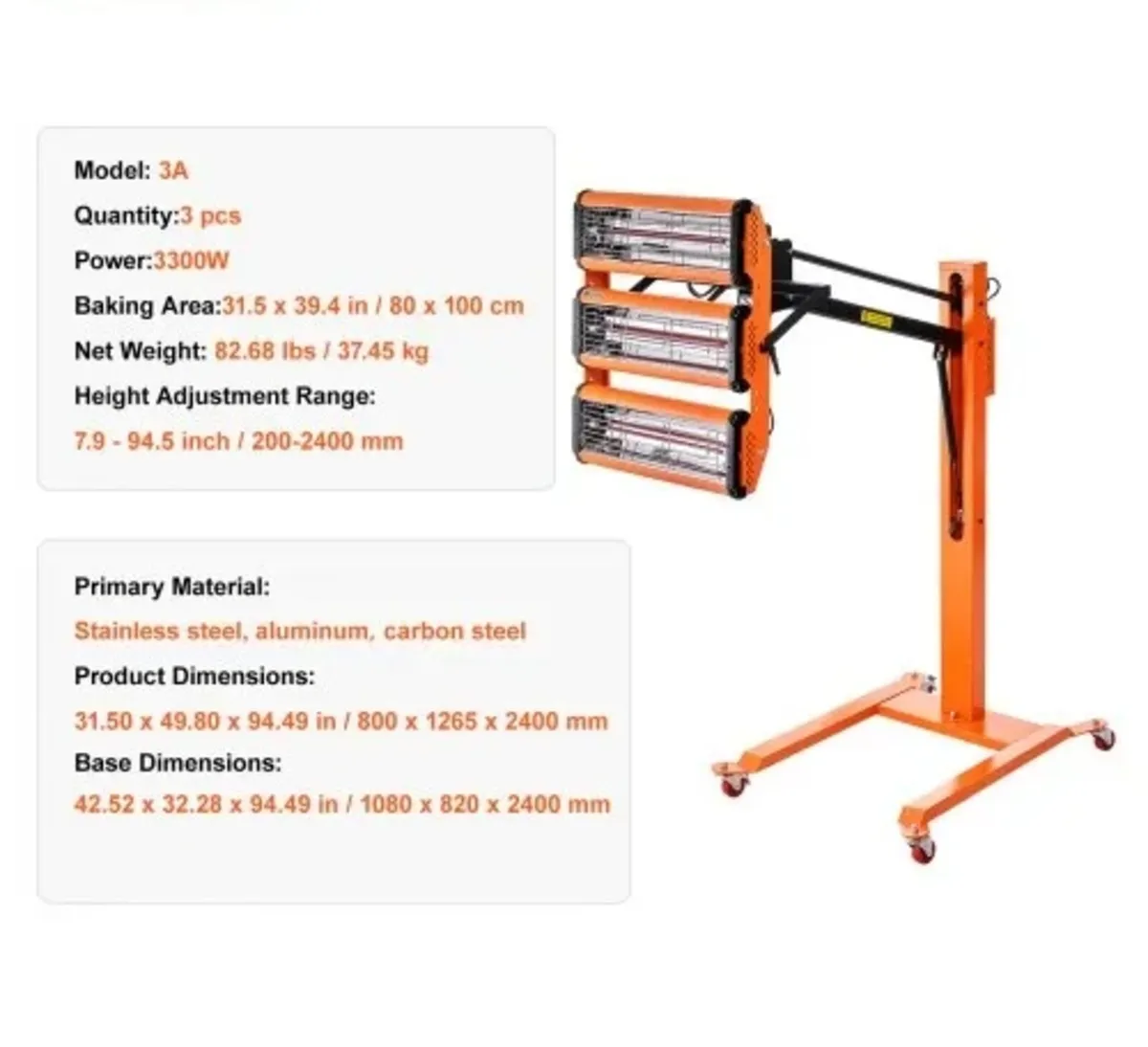 Curing Lamp, 3300W 1-60 min Timing, Auto Heating C - Image 3