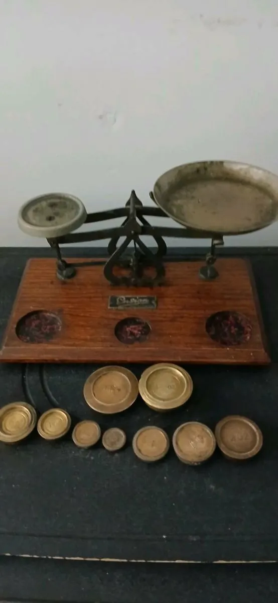 Vintage Scales On Wooden Base - Image 1