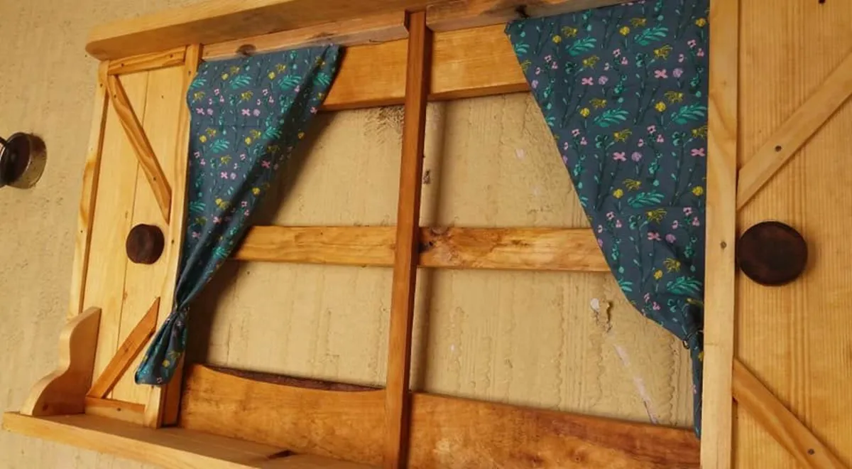 Rustic Floating Window Shutter Shelf - Image 1