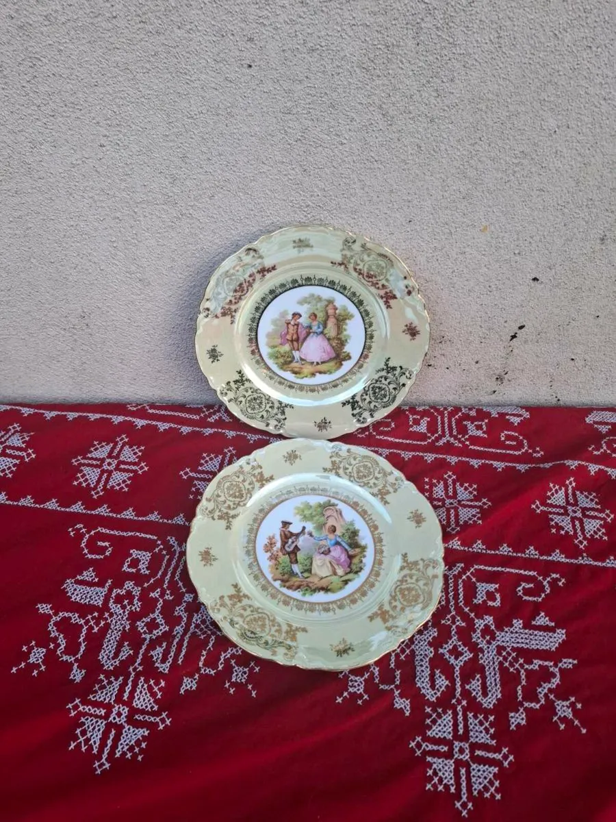 Duo china marquise decorative plates postage possi - Image 1