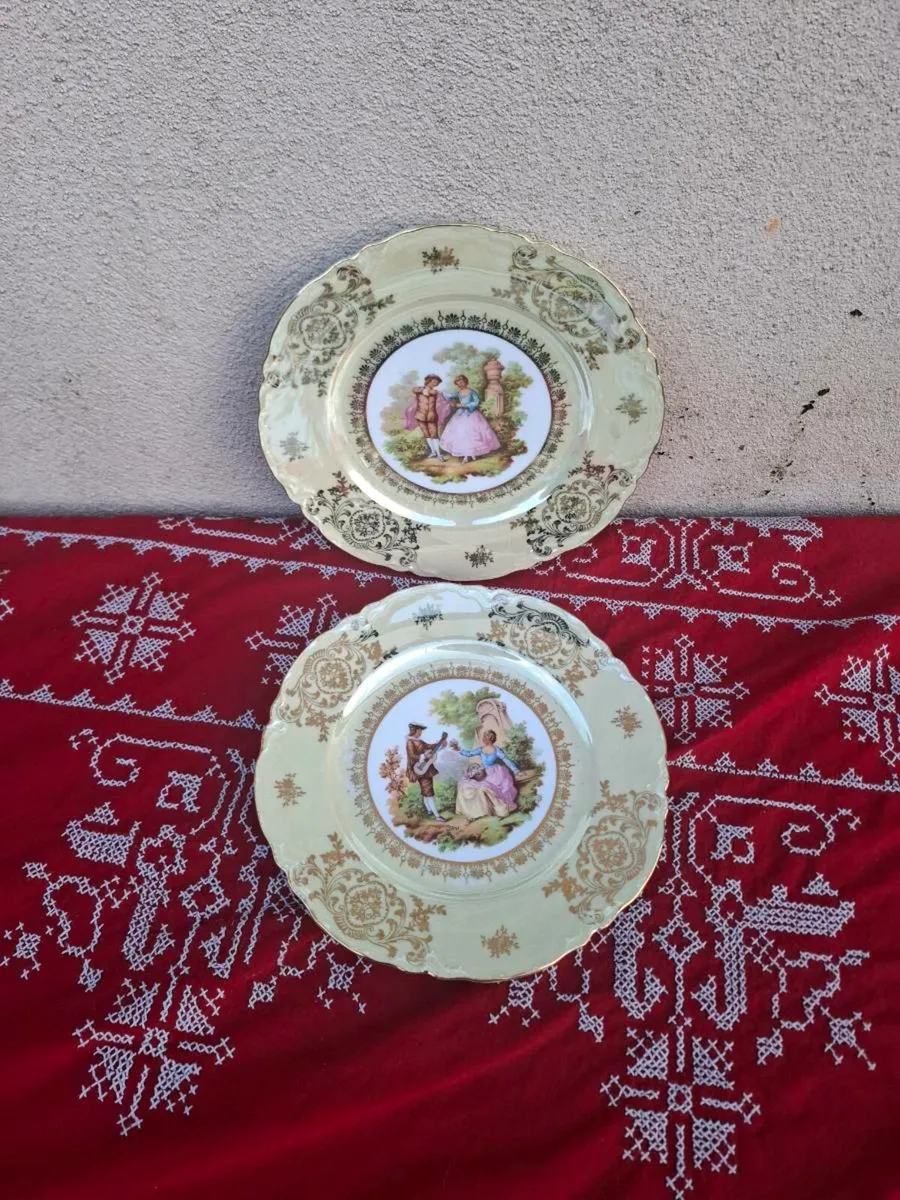 Duo china marquise decorative plates postage possi - Image 2