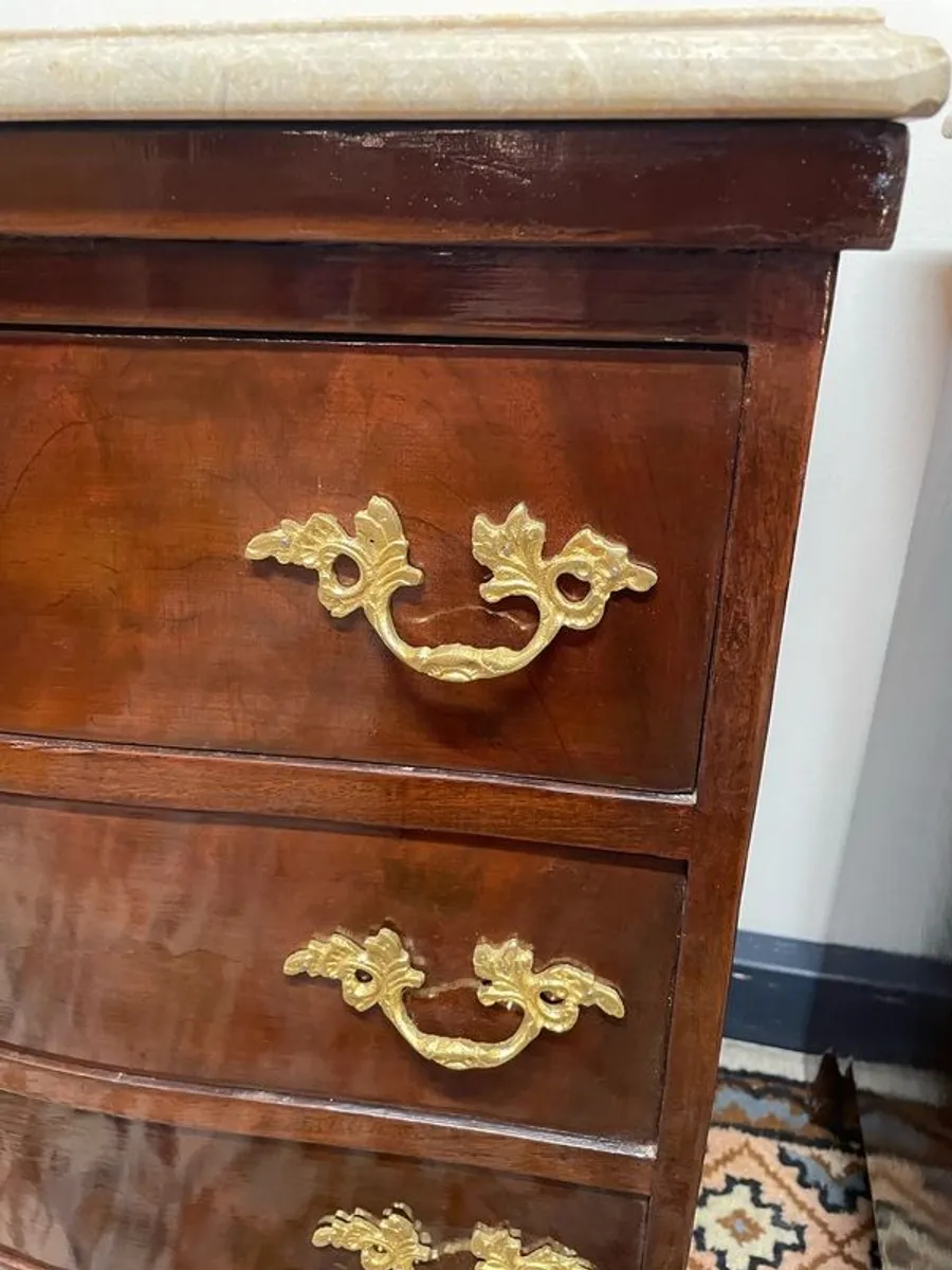 Pair of Large Marble Top Bedside Lockers / Nightstands - Image 2