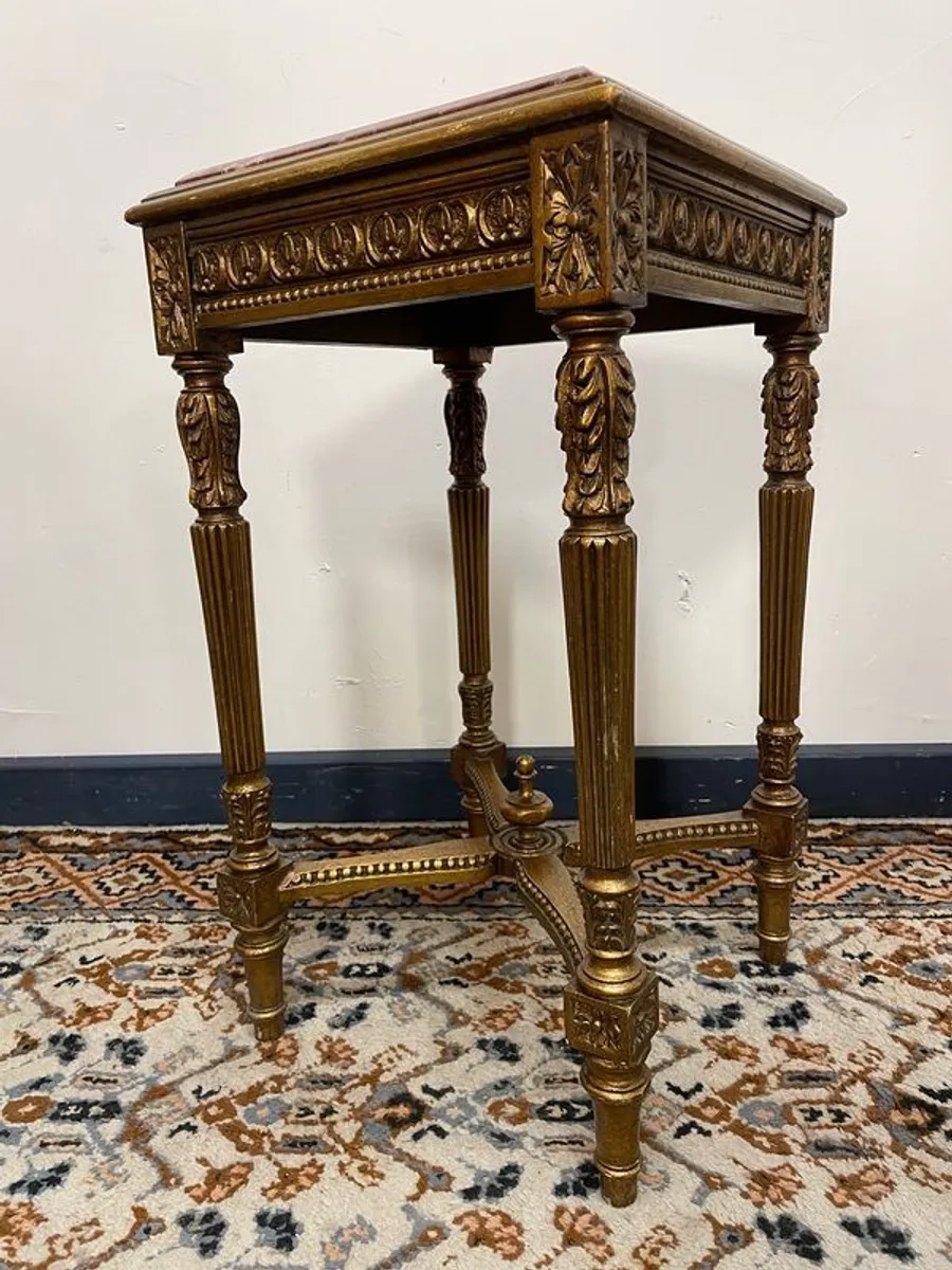 Gilt Wood Louis XV Style Marble Top Occasional Table. - Image 3