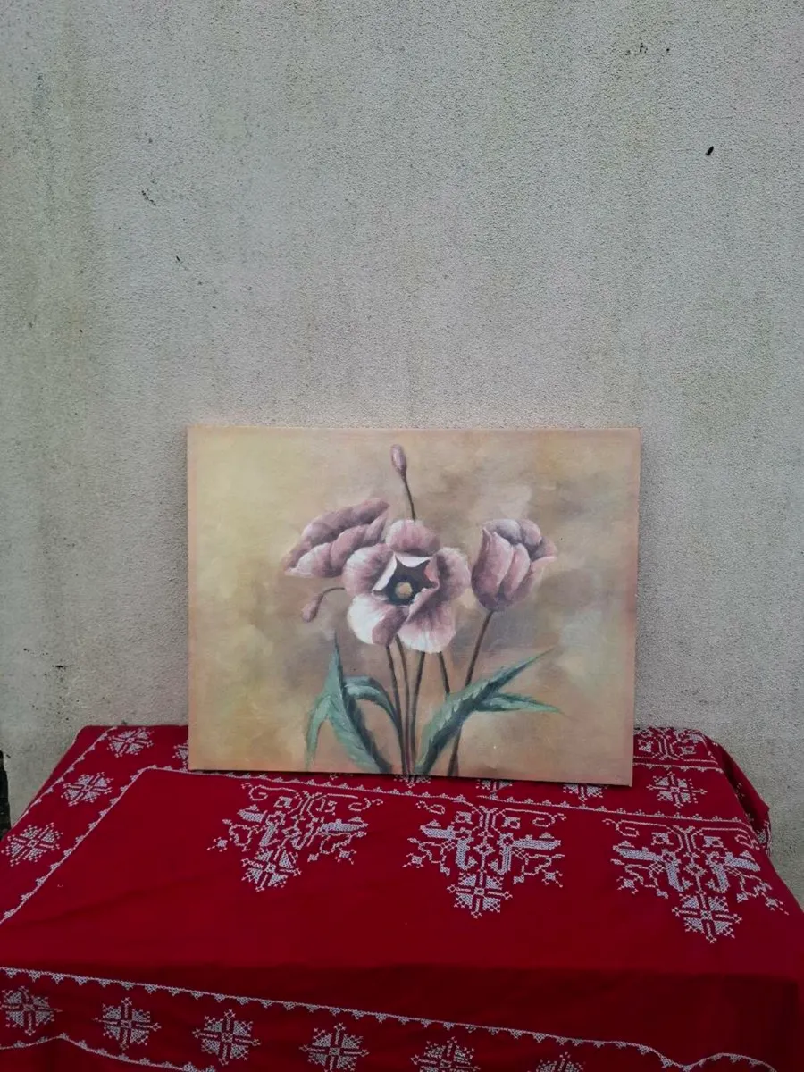 Large yelliw floral canevas decor - Image 1