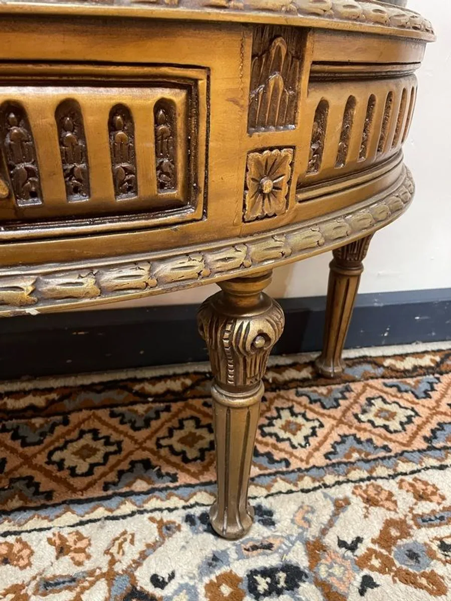 Louis XVI Style Demi Lune Console with Marble Top - Image 3