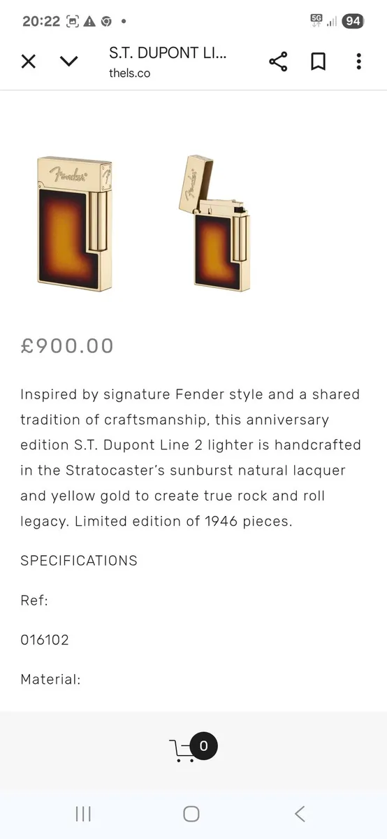 S.T Dupont Ligne 2 Fender Lighter - Image 2