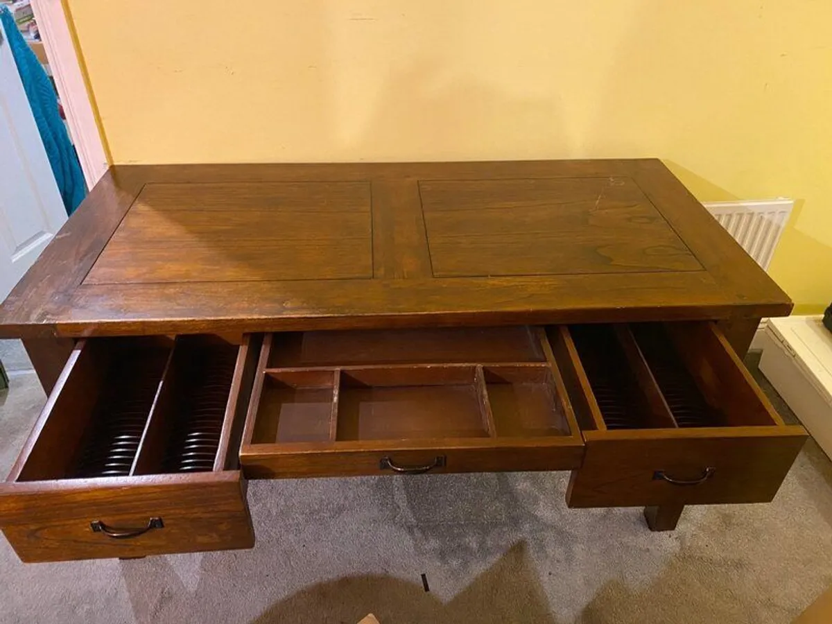 Office desk / 3 drawers / dark wood - Image 1