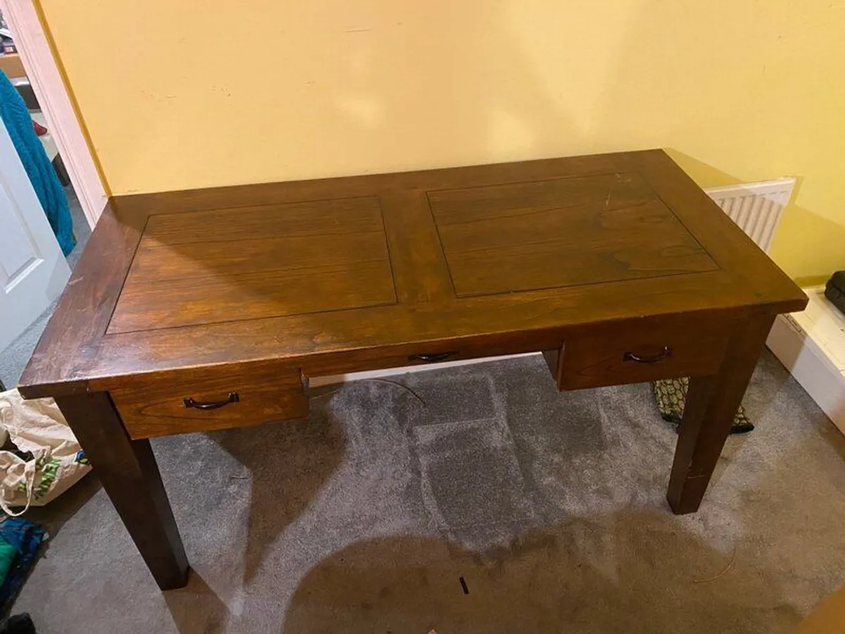 Office desk / 3 drawers / dark wood - Image 2