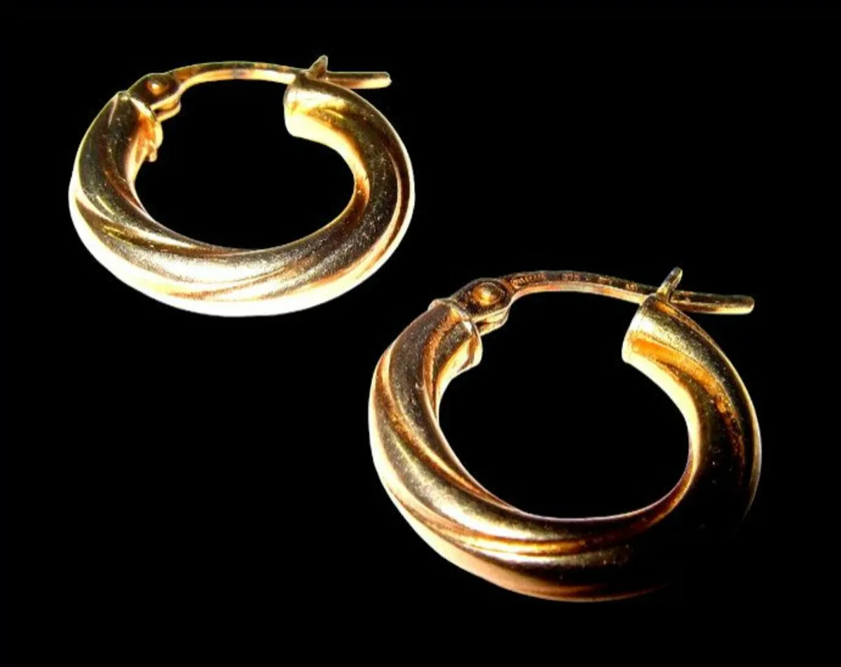 Vintage Hallmarked 9ct Gold Hoops - Image 1