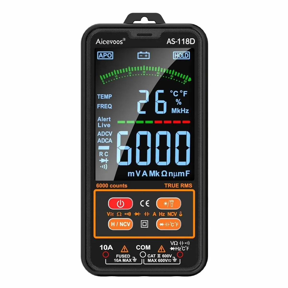AS-118D Smart Digital Multimeter, Auto-Ranging Vol