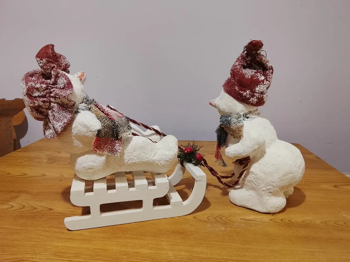 Two Snow Men on a Sledge - Image 1