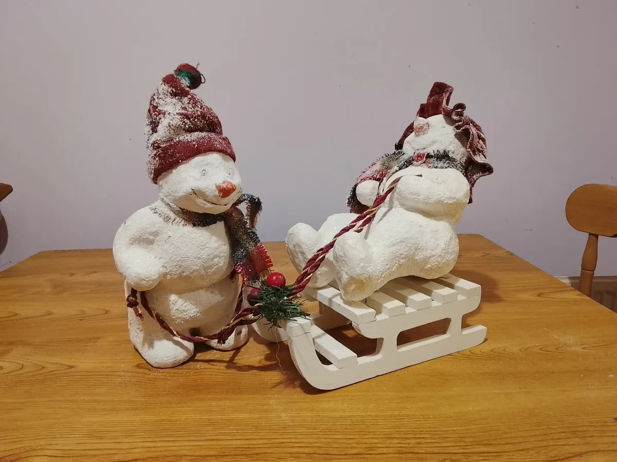 Two Snow Men on a Sledge - Image 2